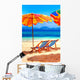 Deck chairs at the beach Wall Mural