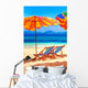 Deck chairs at the beach Wall Mural