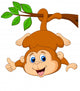 Cute monkey hanging on a tree branch with thumb up Wall Decal