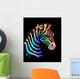 Colored zebra on black Wall Mural