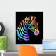Colored zebra on black Wall Mural