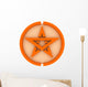 Orange 3D Pentagram on White Background with Simple Material. Wall Decal