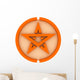 Orange 3D Pentagram on White Background with Simple Material. Wall Decal
