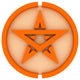 Orange 3D Pentagram on White Background with Simple Material. Wall Decal