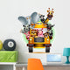 Safari Animals in Yellow Car Wall Decal