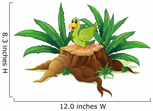 Green Bird above Trunk