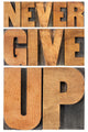 Never Give up in Wood Type Wall Decal