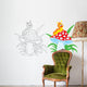 Caterpillar and fly agaric Wall Decal