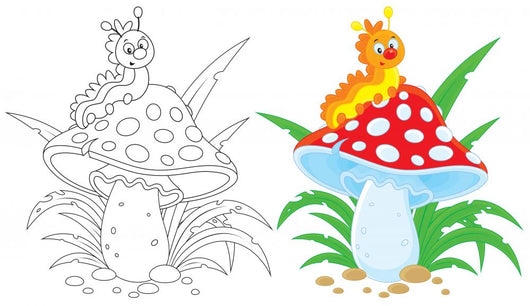Caterpillar and fly agaric Wall Decal