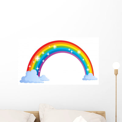 Cool Sparkling Rainbow Wall Decal shown on a wall