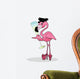 Flamingo Drinking Champagne Wall Decal