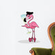 Flamingo drinking champagne Wall Decal