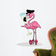 Flamingo drinking champagne Wall Decal
