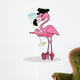 Flamingo drinking champagne Wall Decal