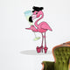 Flamingo drinking champagne Wall Decal