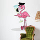 Flamingo drinking champagne Wall Decal