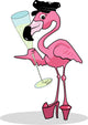 Flamingo drinking champagne Wall Decal