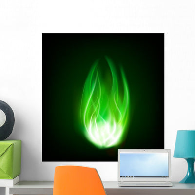 Toxic Green Fire Flame shown on a wall