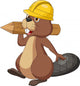 Cute cartoon beaver wearing safety hat and holding a wood log Wall Decal