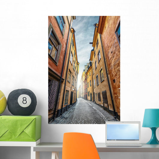 Colorful Alley with Cobblestone