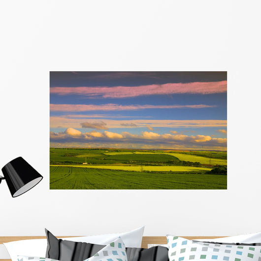 Red Sky Countryside Wall Mural