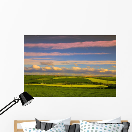 Red Sky Countryside Wall Mural
