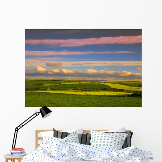 Red Sky Countryside Wall Mural