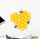 Honey Comb with Bees, Vector Illustration Wall Mural