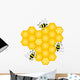 Honey Comb with Bees, Vector Illustration Wall Mural