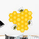 Honey Comb with Bees, Vector Illustration Wall Mural