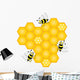 Honey Comb with Bees, Vector Illustration Wall Mural
