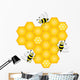 Honey Comb with Bees, Vector Illustration Wall Mural