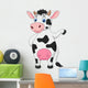 Cute cow cartoon waving hand Wall Decal