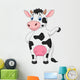 Cute cow cartoon waving hand Wall Decal