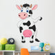 Cute cow cartoon waving hand Wall Decal