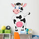 Cute cow cartoon waving hand Wall Decal