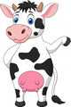 Cute cow cartoon waving hand Wall Decal