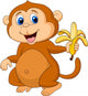 Cute Monkey Cartoon Eating Banana Wall Decal