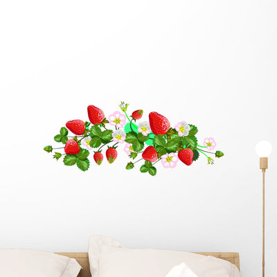 Blossoming Vine Strawberries Wall Decal shown on a wall