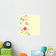 Card Background With Flowers and Butterflies Wall Mural