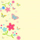 Card Background With Flowers and Butterflies Wall Mural