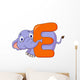 Alphabet E with elephant cartoon Wall Decal