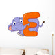 Alphabet E with elephant cartoon Wall Decal