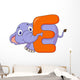 Alphabet E with elephant cartoon Wall Decal