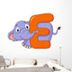 Alphabet E with elephant cartoon Wall Decal