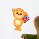 Cute bear holding flower bucket Wall Decal