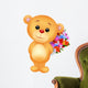 Cute bear holding flower bucket Wall Decal