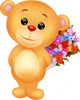 Cute bear holding flower bucket Wall Decal