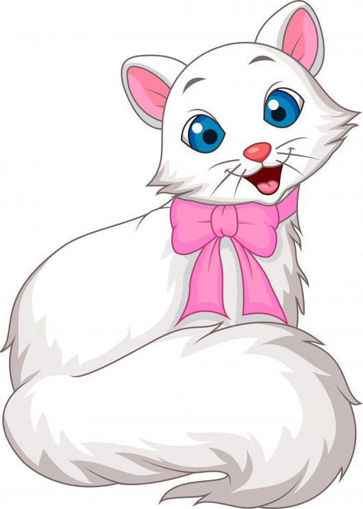 Cute white cat cartoon Wall Decal