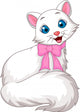 Cute white cat cartoon Wall Decal